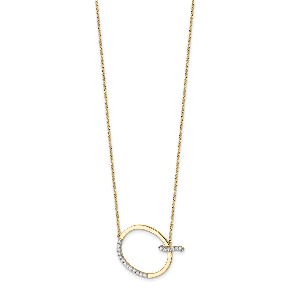 14K Gelbgold Seitlich Diamant Initiale Q 18 Zoll Halskette
