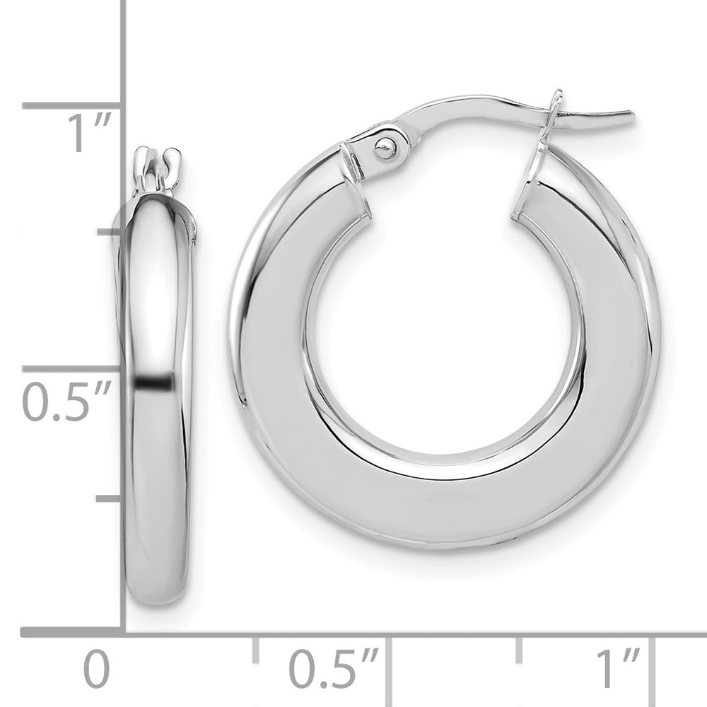 14K Weißgold 3x23mm Poliert Röhre Creolen