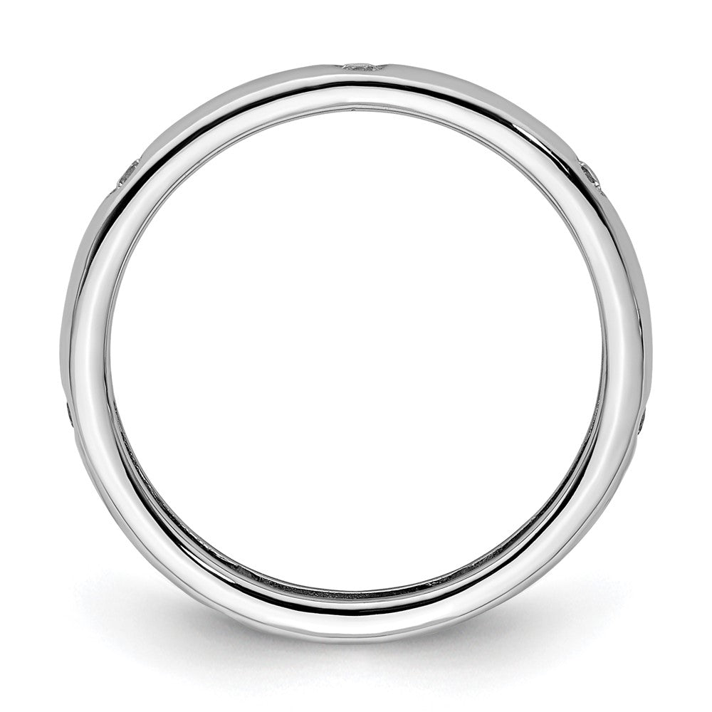 14K Weißgold Poliert Größe 5.5 Zargenfassung-set 1/10 Karat Diamant Komplett Memoire Ehering Ring