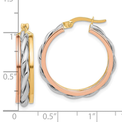 14K Tricolor Gold Tricolor Poliert Creolen