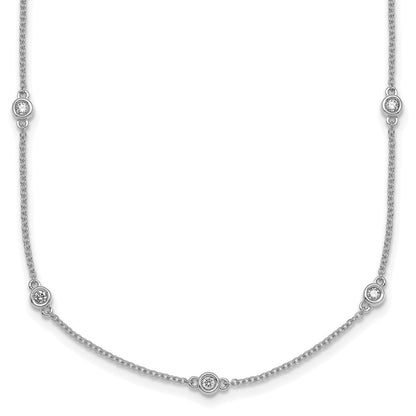 14K Weißgold Komplett 3/8 Karat Zargenfassung-set Diamant und Ankerkette Kette 17-station 20 Zoll Halskette