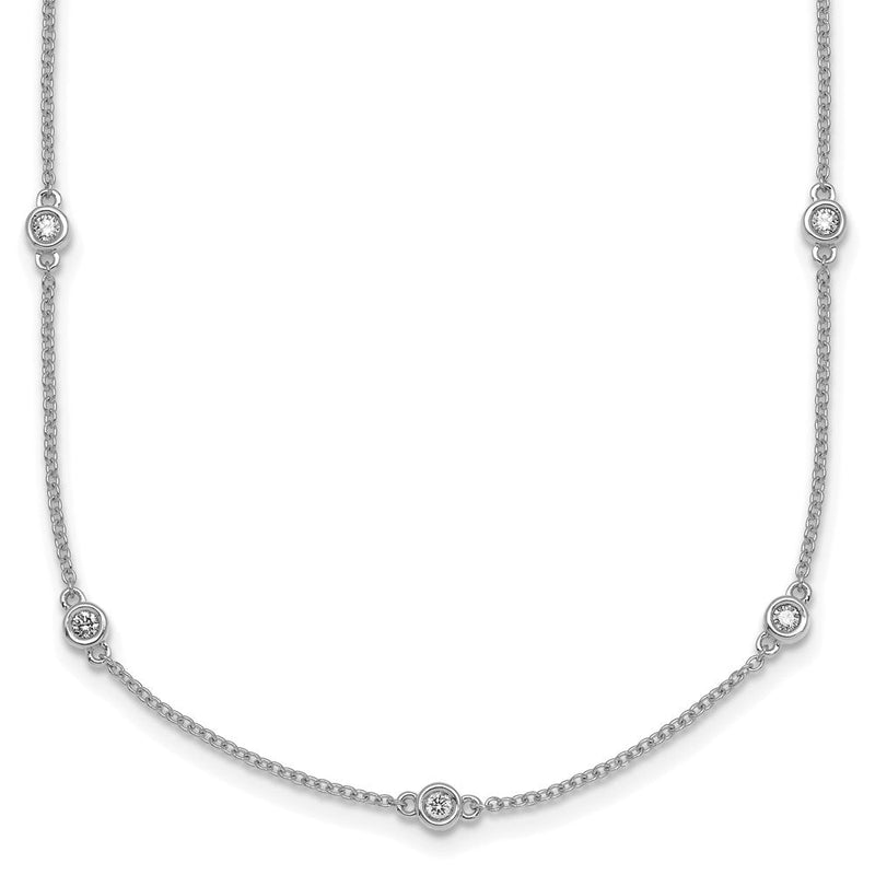 14K Weißgold Komplett 3/8 Karat Zargenfassung-set Diamant und Ankerkette Kette 17-station 20 Zoll Halskette