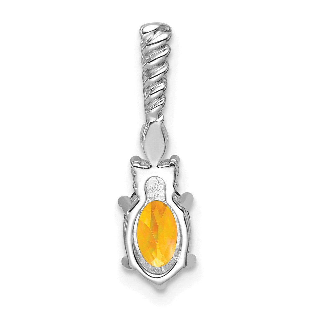 14K Weißgold Diamant und 7x5 Oval November/citrine Gedreht Kette Anhänger