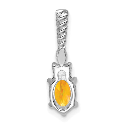 14K Weißgold Diamant und 7x5 Oval November/citrine Gedreht Kette Anhänger