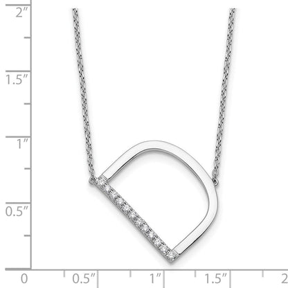 14K Weißgold Seitlich Diamant Initiale D 18 Zoll Halskette