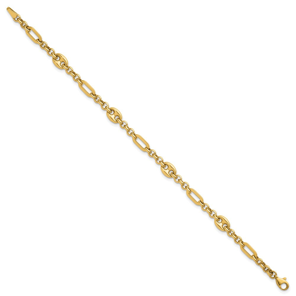 14K Gelbgold Poliert 4.6mm Fantasie Multi-link Gliederarmband