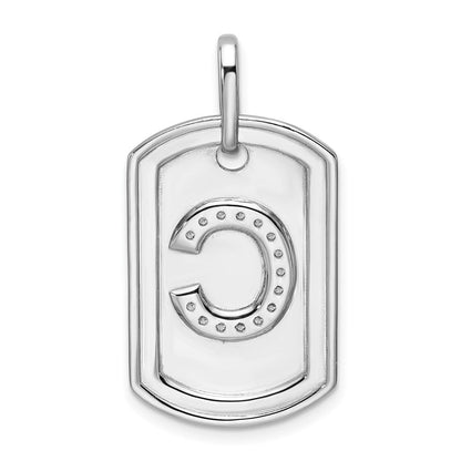 14K Weißgold Diamant-Buchstaben-Charm "C" Erkennungsmarke
