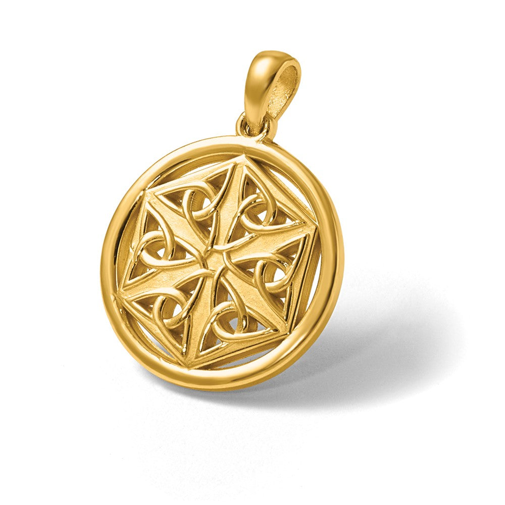 14K Gelbgold Polierter Keltischer Knoten Sechseck-Anhänger