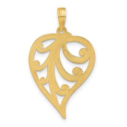 14K Gelbgold Polierter Blatt-Anhänger