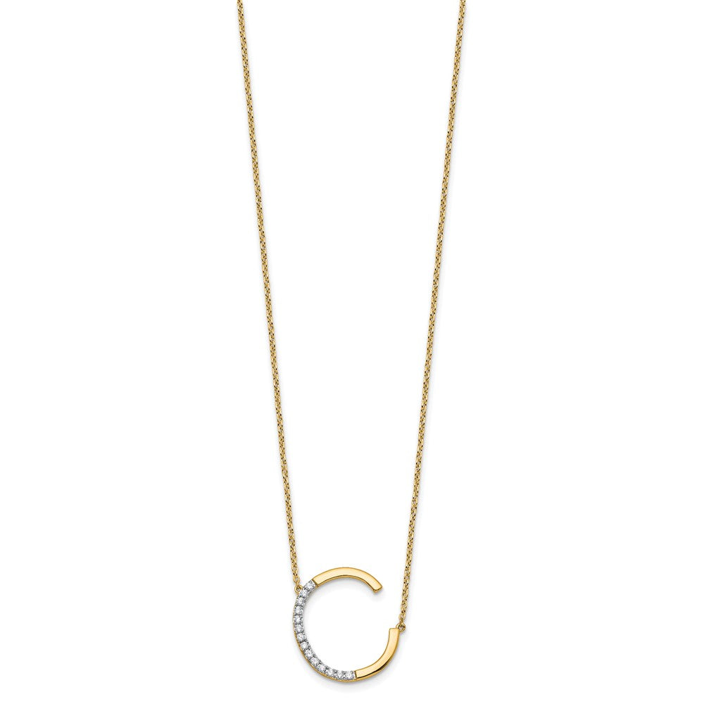 14K Gelbgold Seitlich Diamant Initiale C 18 Zoll Halskette