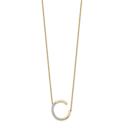 14K Gelbgold Seitlich Diamant Initiale C 18 Zoll Halskette