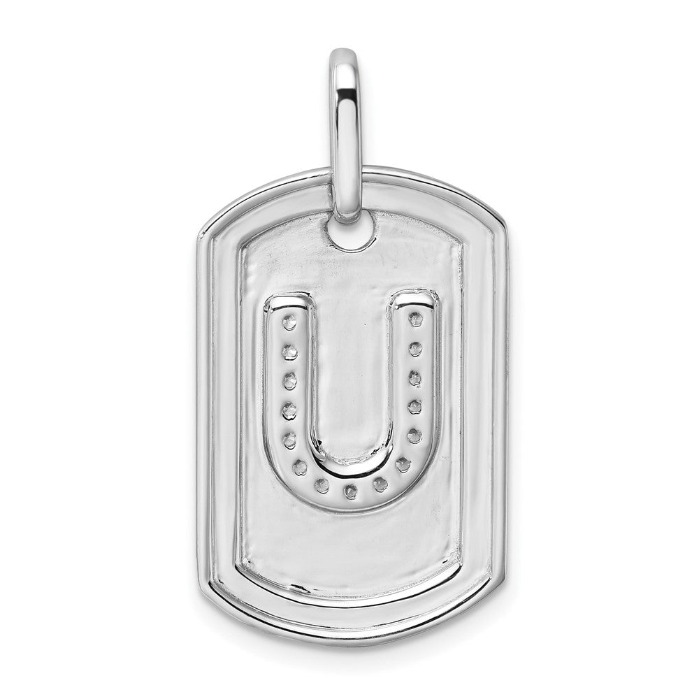14K Weißgold Diamant-Buchstabe-U-Erkennungsmarken-Charm