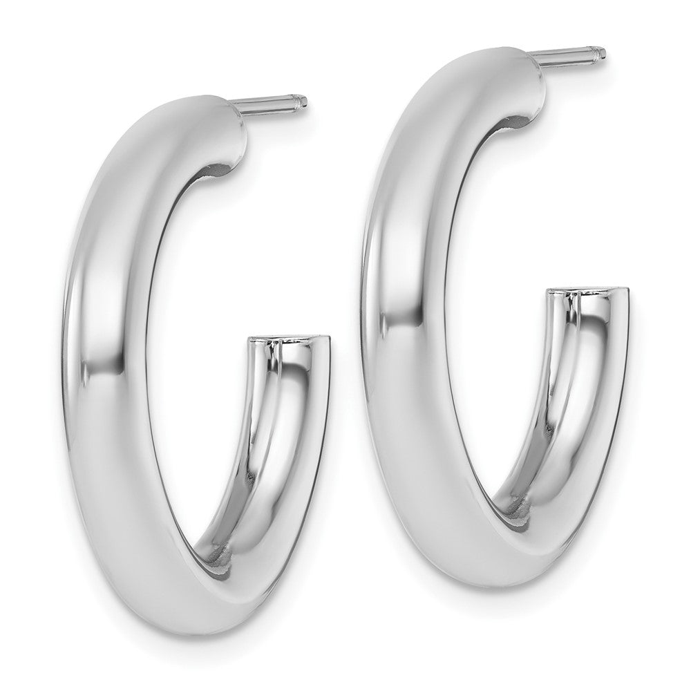14K Weißgold Poliert 4.0 X 25mm Röhre C-hoop Ohrstecker