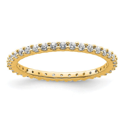 14K Gelbgold Poliert Größe 6.5 Shared Krappen 1/2 Karat Diamant Komplett Memoire Ehering Ring