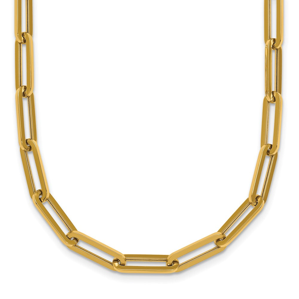 14K Gelbgold Poliert 4.3mm Büroklammer Glieder 18 Zoll Halskette