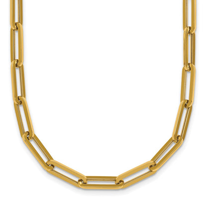 14K Gelbgold Poliert 4.3mm Büroklammer Glieder 18 Zoll Halskette