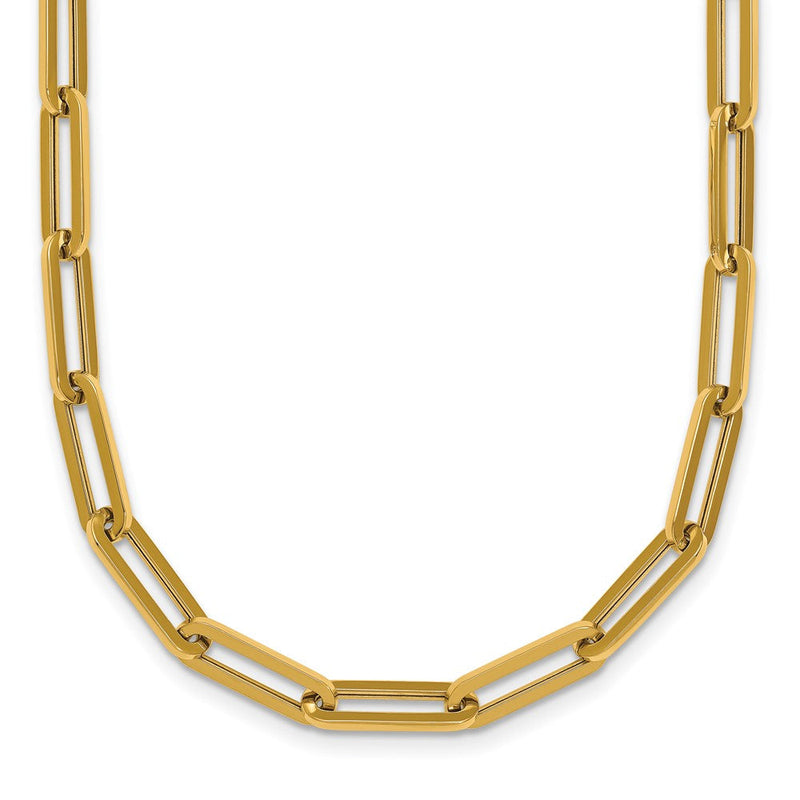 14K Gelbgold Poliert 4.3mm Büroklammer Glieder 18 Zoll Halskette