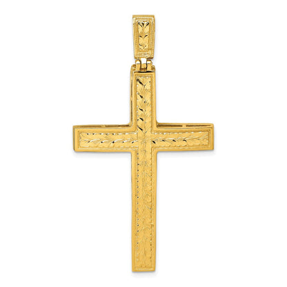 14K Gelbgold polierter Anhänger mit Diamantschliff und Latein-Kreuz-Design