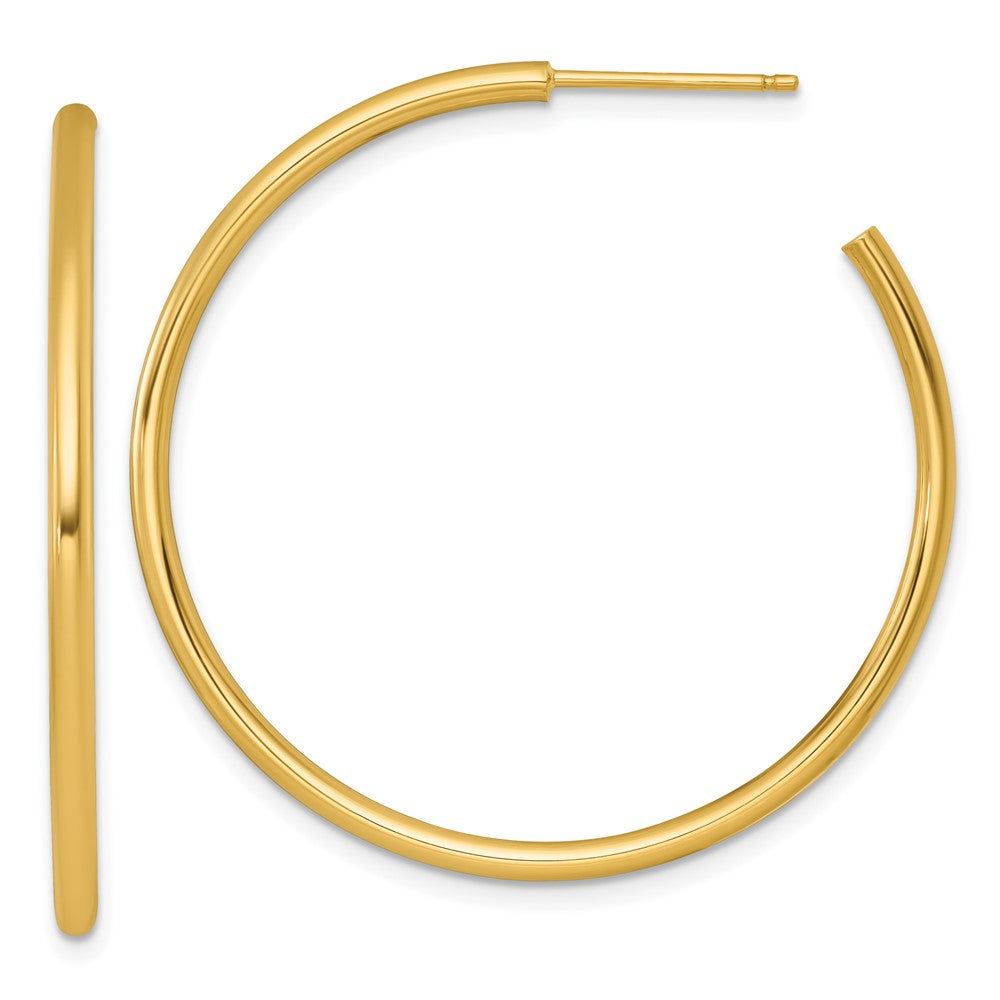 14K Gelbgold Poliert 2.0 X 40mm Röhre C-hoop Ohrstecker
