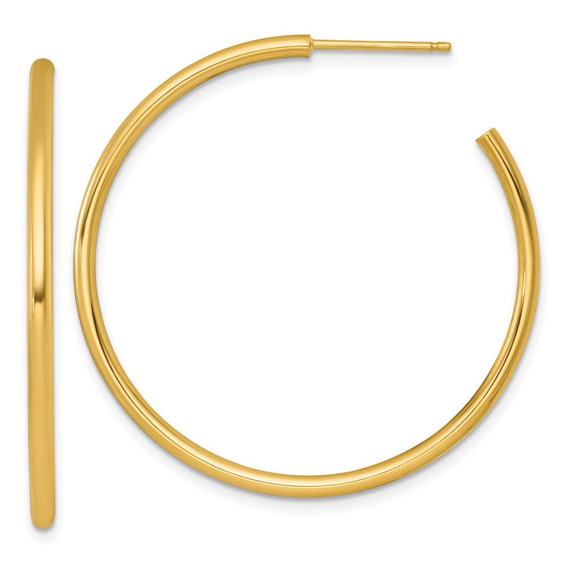 14K Gelbgold Poliert 2.0 X 40mm Röhre C-hoop Ohrstecker