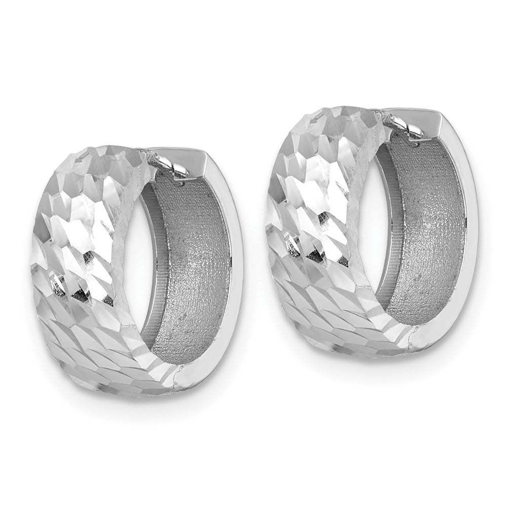 14K Weißgold Poliert 5.0mm Diamantiert Rund Klappbar Creolen