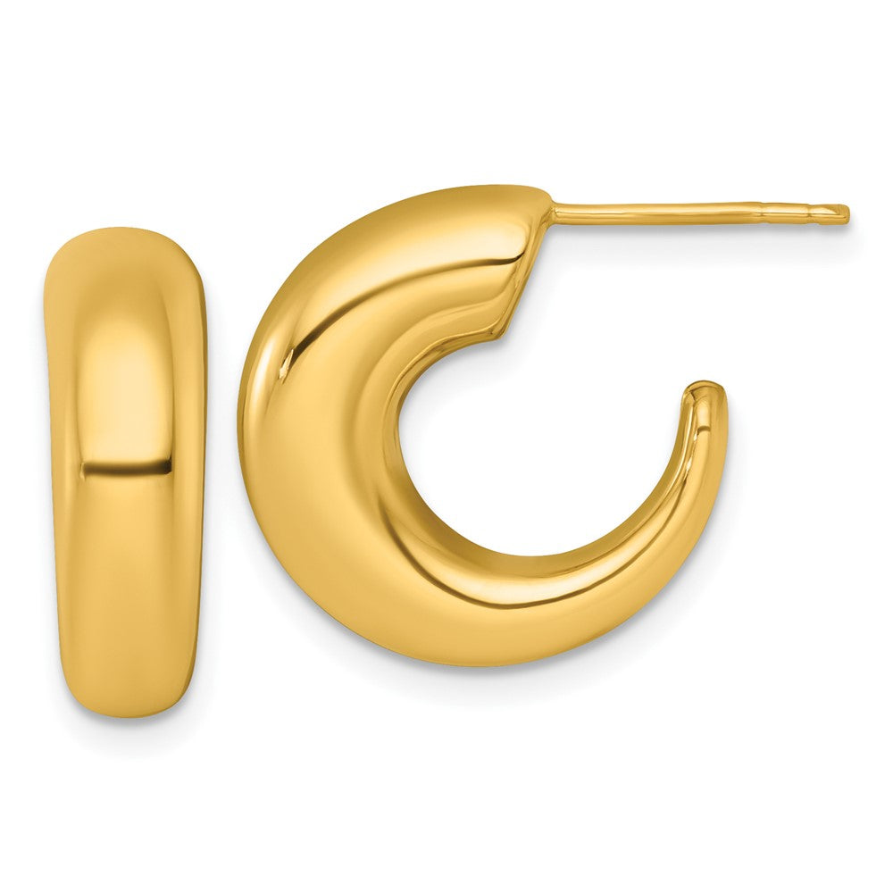 14K Gelbgold Poliert Verjüngt Hohl C-hoop Ohrstecker