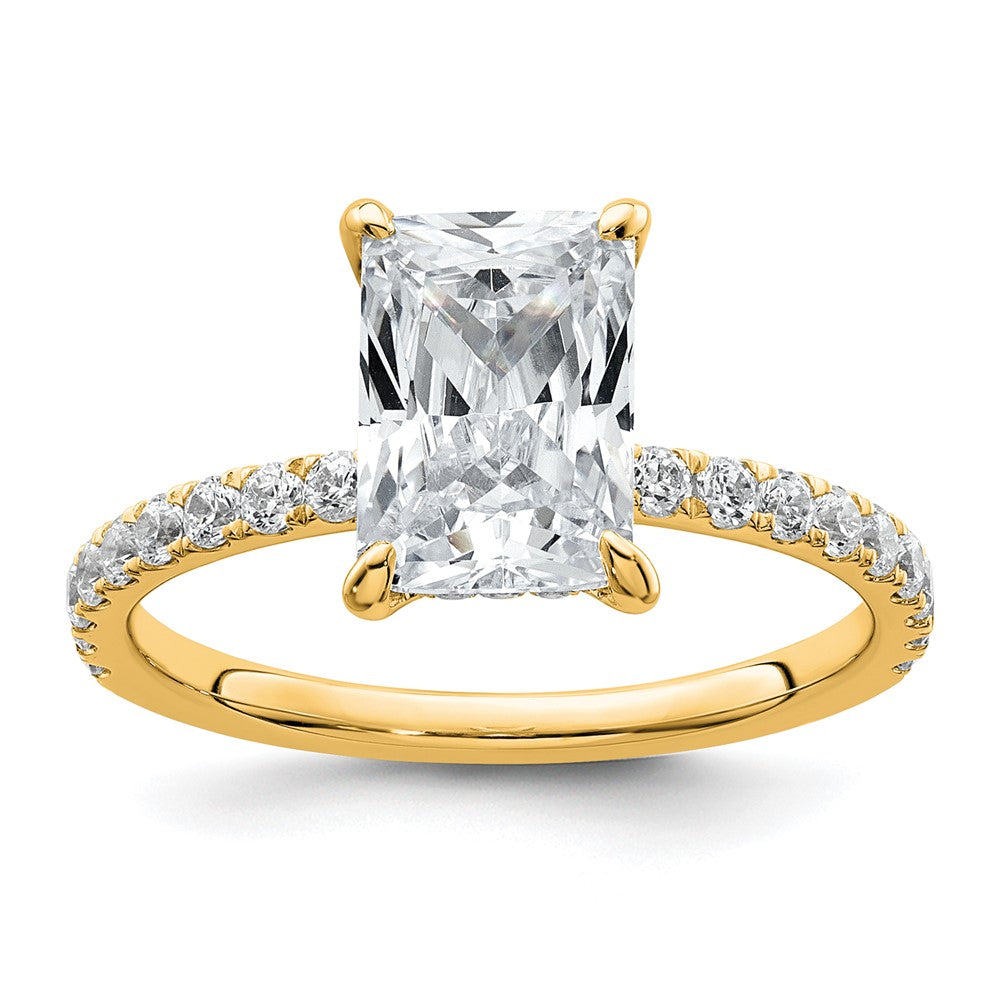 14K Gelbgold 2,375 ct. zertifizierter Labordiamant VS/SI+ G+ Radiant-Schliff Solitär-Verlobungsring mit Schwung