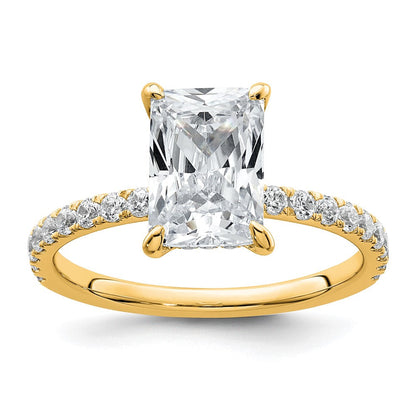 14K Gelbgold 2,375 ct. zertifizierter Labordiamant VS/SI+ G+ Radiant-Schliff Solitär-Verlobungsring mit Schwung