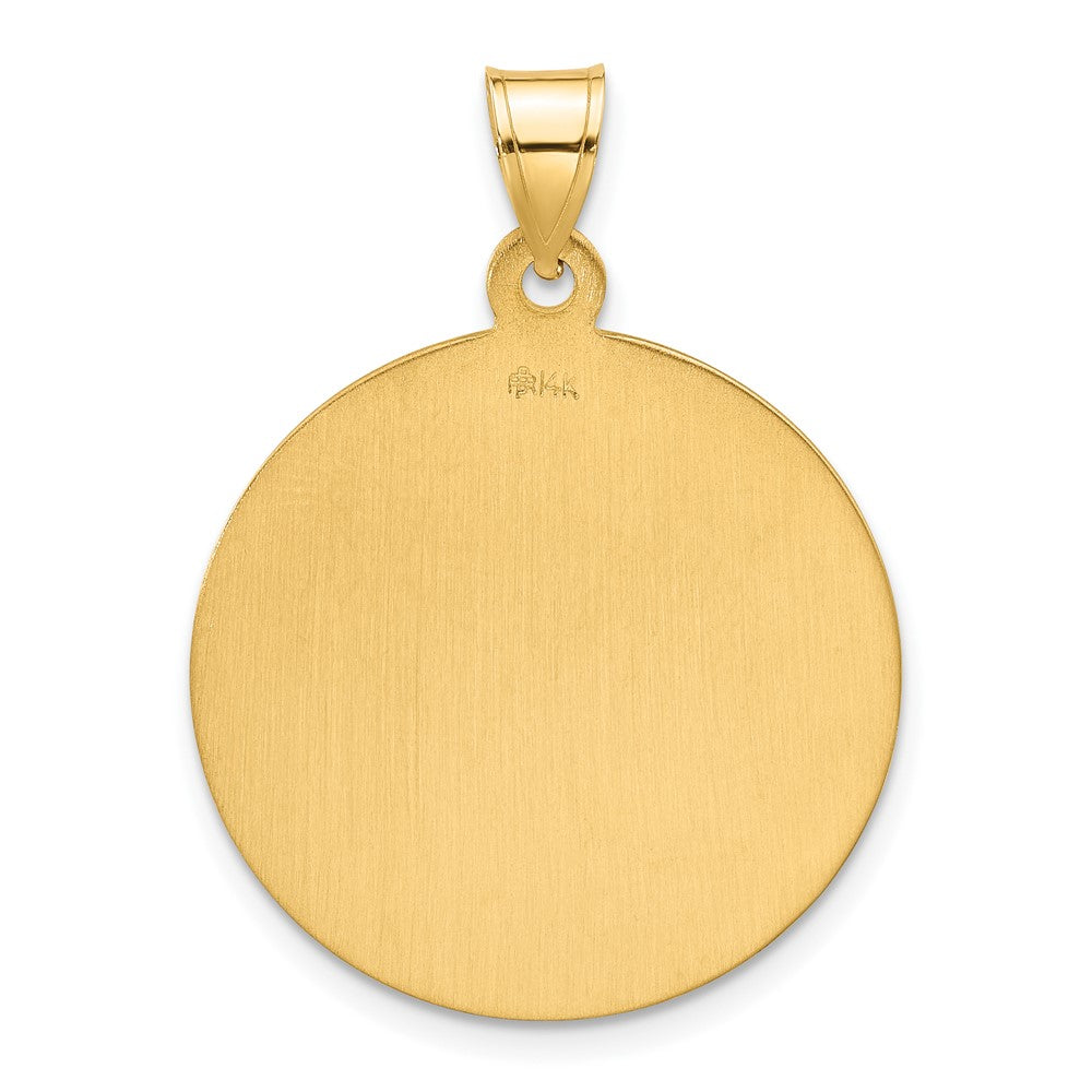 14K Gelbgold Poliert und Satiniert Massiv Groß St Joseph Medaille Rund Anhänger