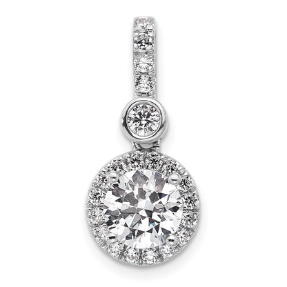 14K Weißgold Anhänger mit 2 ct. im Labor gezüchteten Diamanten VS/SI+ G+, Rund, komplettes Halo-Design