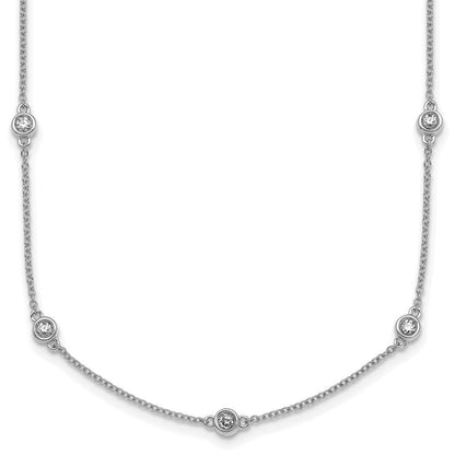 14K Weißgold Komplett 5/8 Karat Zargenfassung-set Diamant und Ankerkette Kette 17-station 20 Zoll Halskette