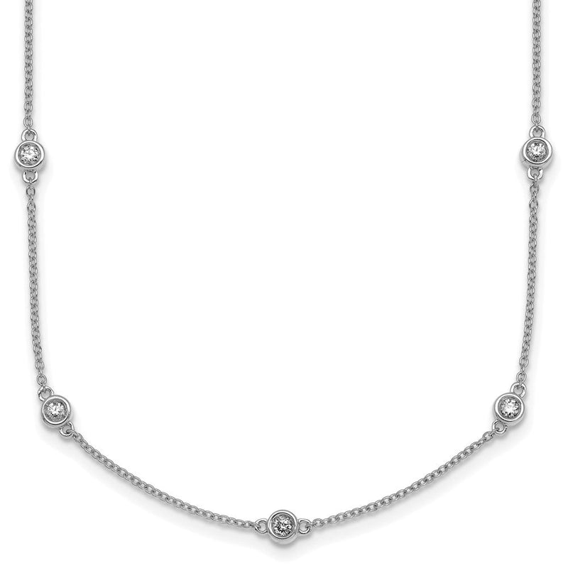 14K Weißgold Komplett 5/8 Karat Zargenfassung-set Diamant und Ankerkette Kette 17-station 20 Zoll Halskette
