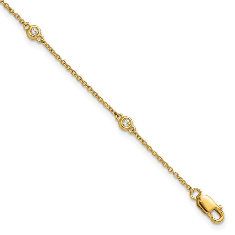 14K Gelbgold Komplett 1/10 Karat Zargenfassung-set Diamant und Ankerkette Kette 5-station 7 Zoll Armband