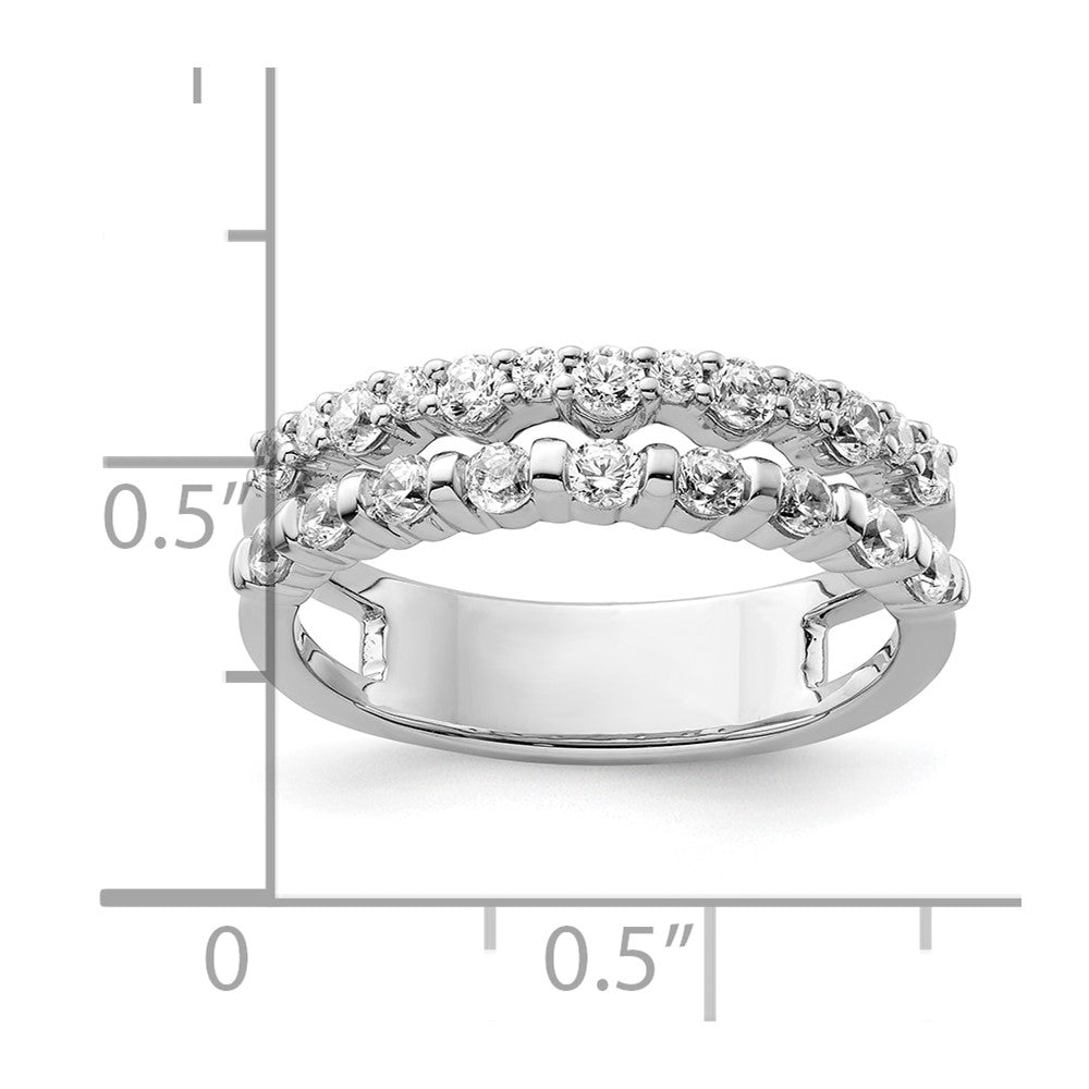14K Weißgold Diamant Doppel-Ehering, poliert