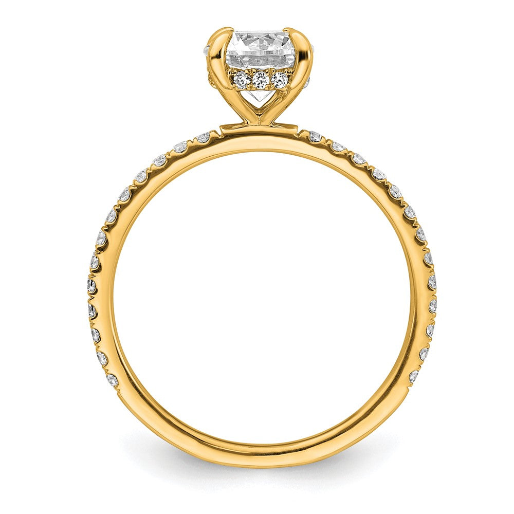 14K Gelbgold Verlobungsring mit 1 1/3K zertifiziertem, im Labor gezüchtetem Diamant VS+ F+, rund, komplettes Solitär-Design mit Flair