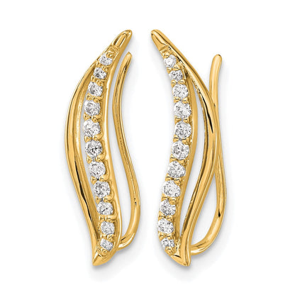 14K Gelbgold Diamant-Ohrklimmer mit Wellendesign, 0,25K