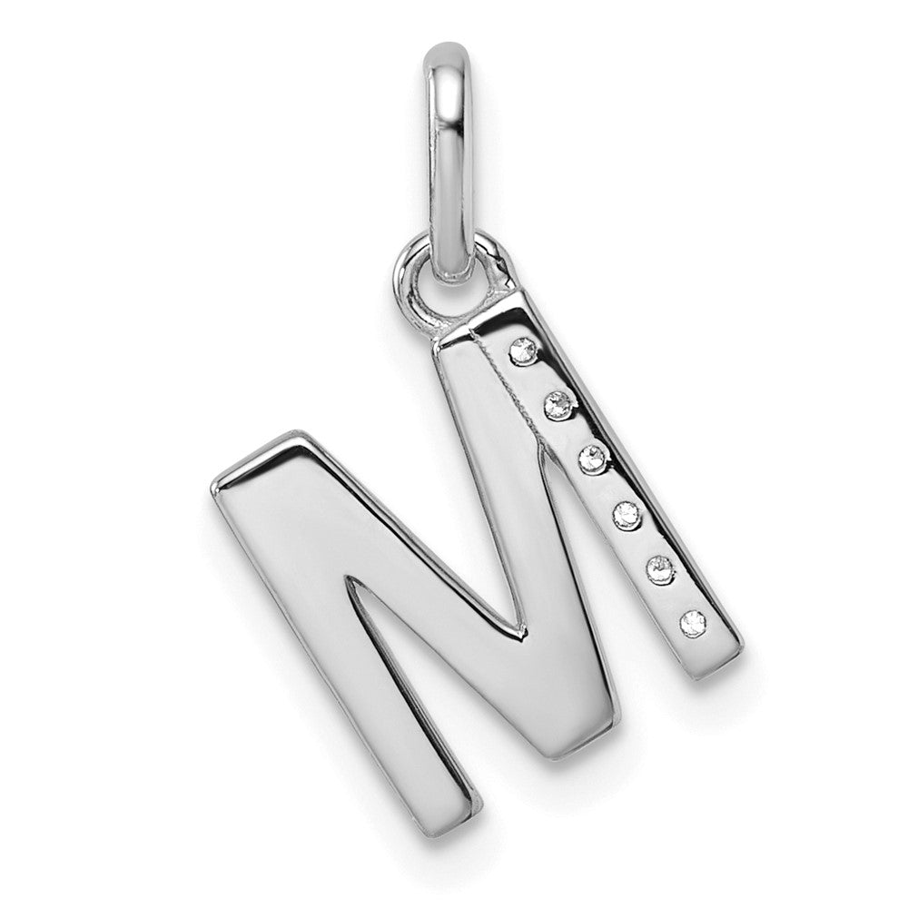 14K Weißgold Gedrehter Diamant-Initial-Charm "M" mit 0,05 ct
