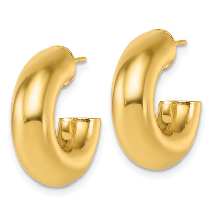 14K Gelbgold Poliert 6.00 X 20mm Röhre C-hoop Ohrstecker