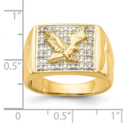 14K Gelbgold & Rhodium Herren.10ct Diamant Adler Ring