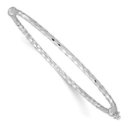 14K Weißgold Poliert Diamantiert 2.20mm Klappbar Oval Armreif Armband