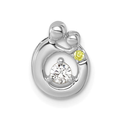14K Weißgold 1 Synthetisch Geburtsstein und Diamant. Mutter/child Kette Anhänger