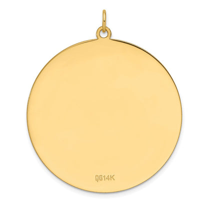 14K Gelbgold Schlicht Rund Gravierbar 38.3mm Plättchen Charm