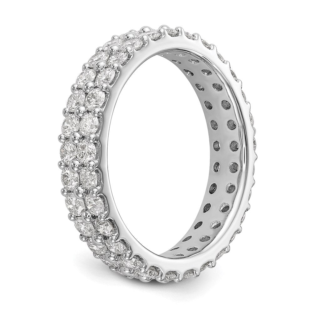 14K Weißgold Poliert Rund 2ct Doppelt Reihe Diamant Memoire Ehering Ring