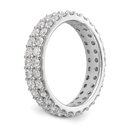 14K Weißgold Poliert Rund 2ct Doppelt Reihe Diamant Memoire Ehering Ring