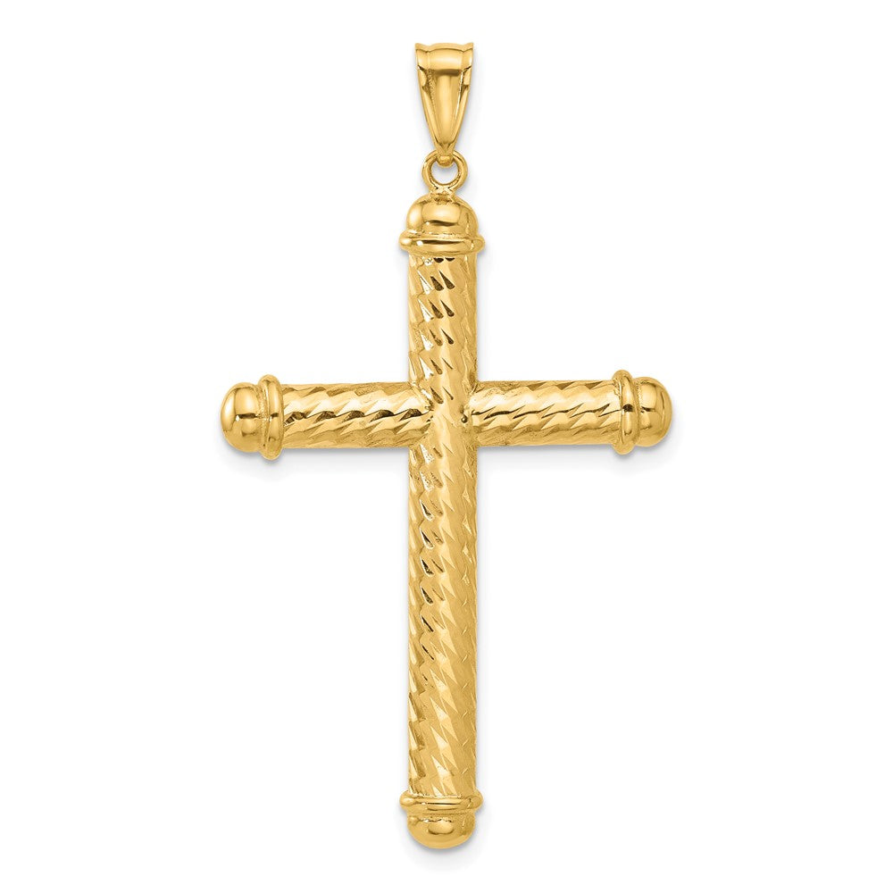 14K Gelbgold Kreuzanhänger, poliert und diamantiert