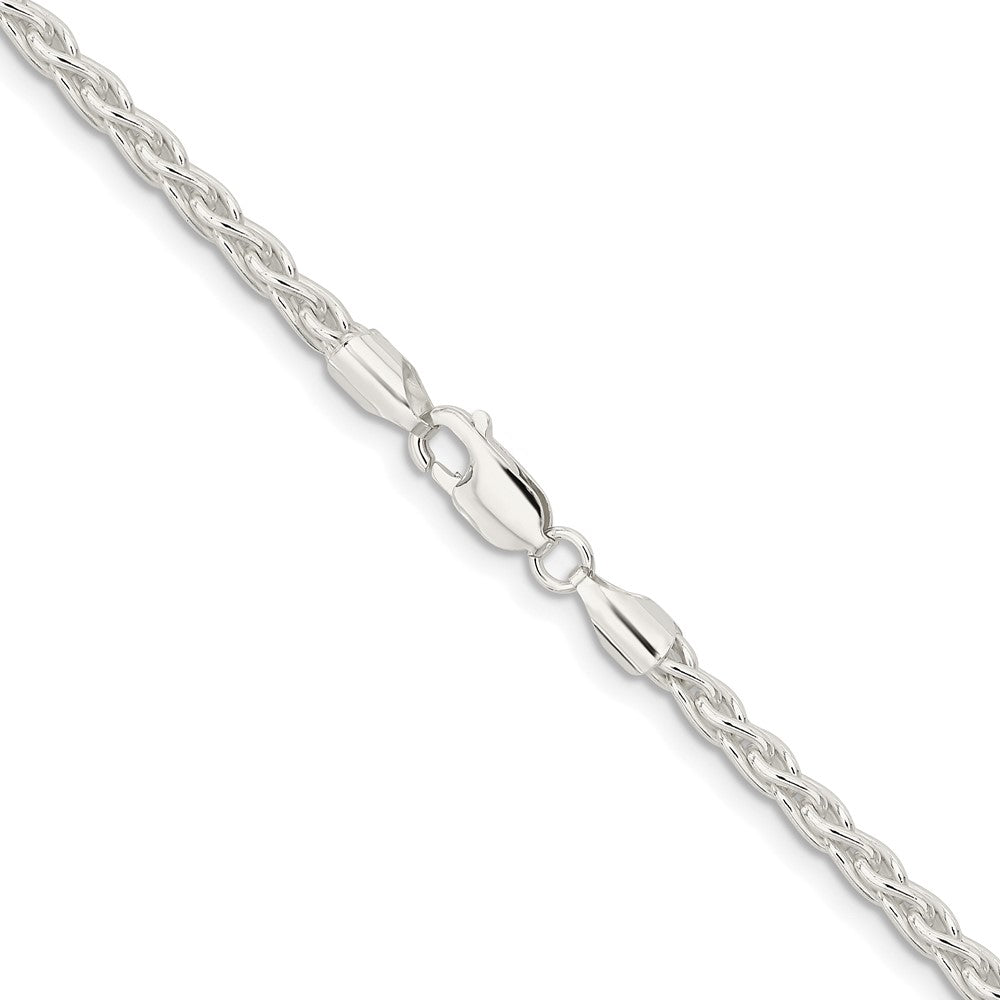 Sterlingsilber Rhodiniert 3.7mm Rund Ährenkette 28 Zoll Kette