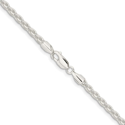 Sterlingsilber Rhodiniert 3.7mm Rund Ährenkette 28 Zoll Kette