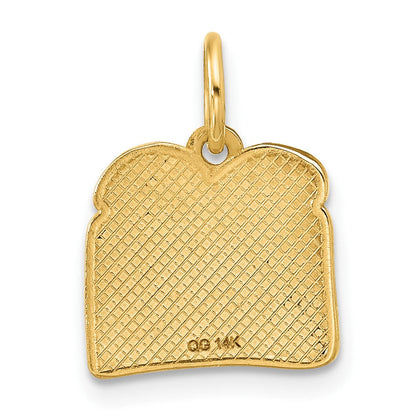 14K Gelbgold Charm "Toast und Marmelade" mit roter Emaillierung