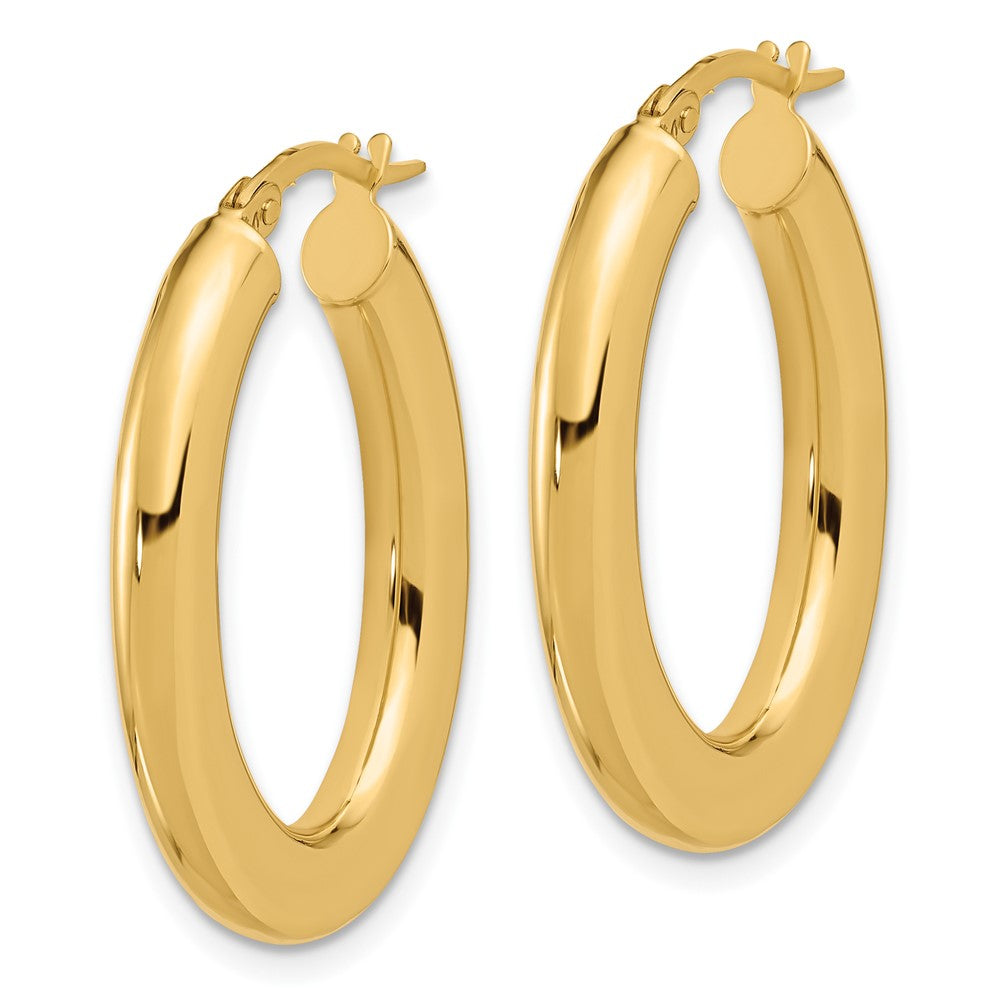 14K Gelbgold 3x29mm Poliert Oval Röhre Creolen