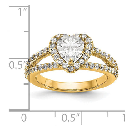 14K Gelbgold Diamant Herz Halbfassung Heiligenschein Verlobungsring